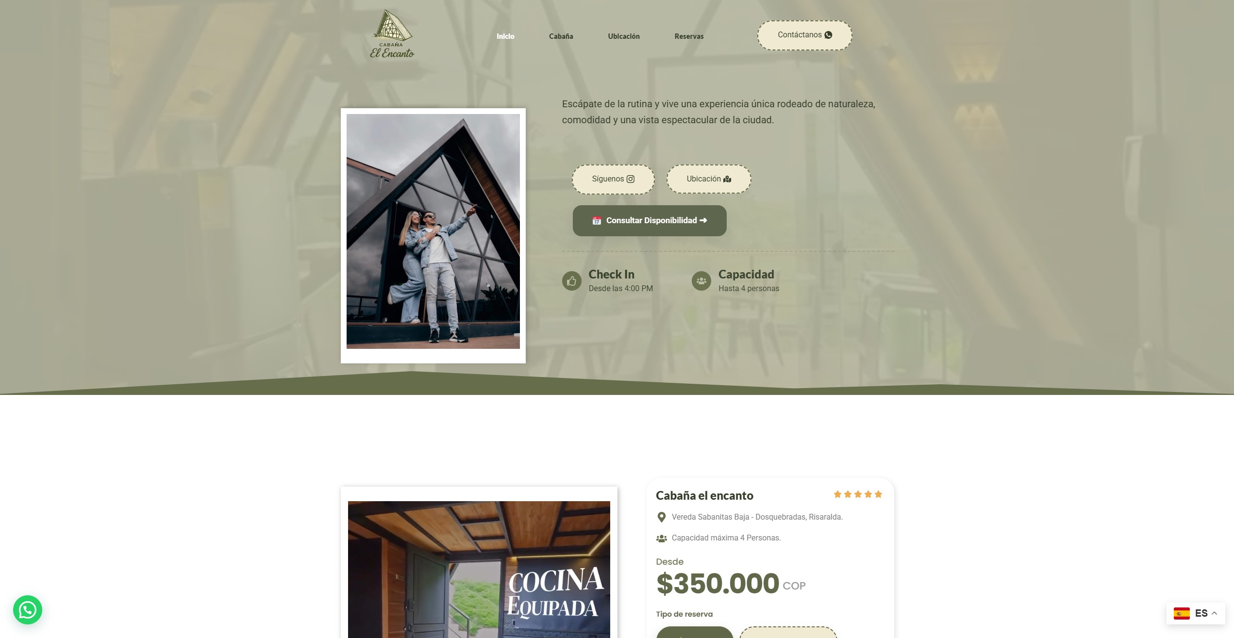 Diseño de página web para Cabaña El Encanto, proyecto de IR Marketing