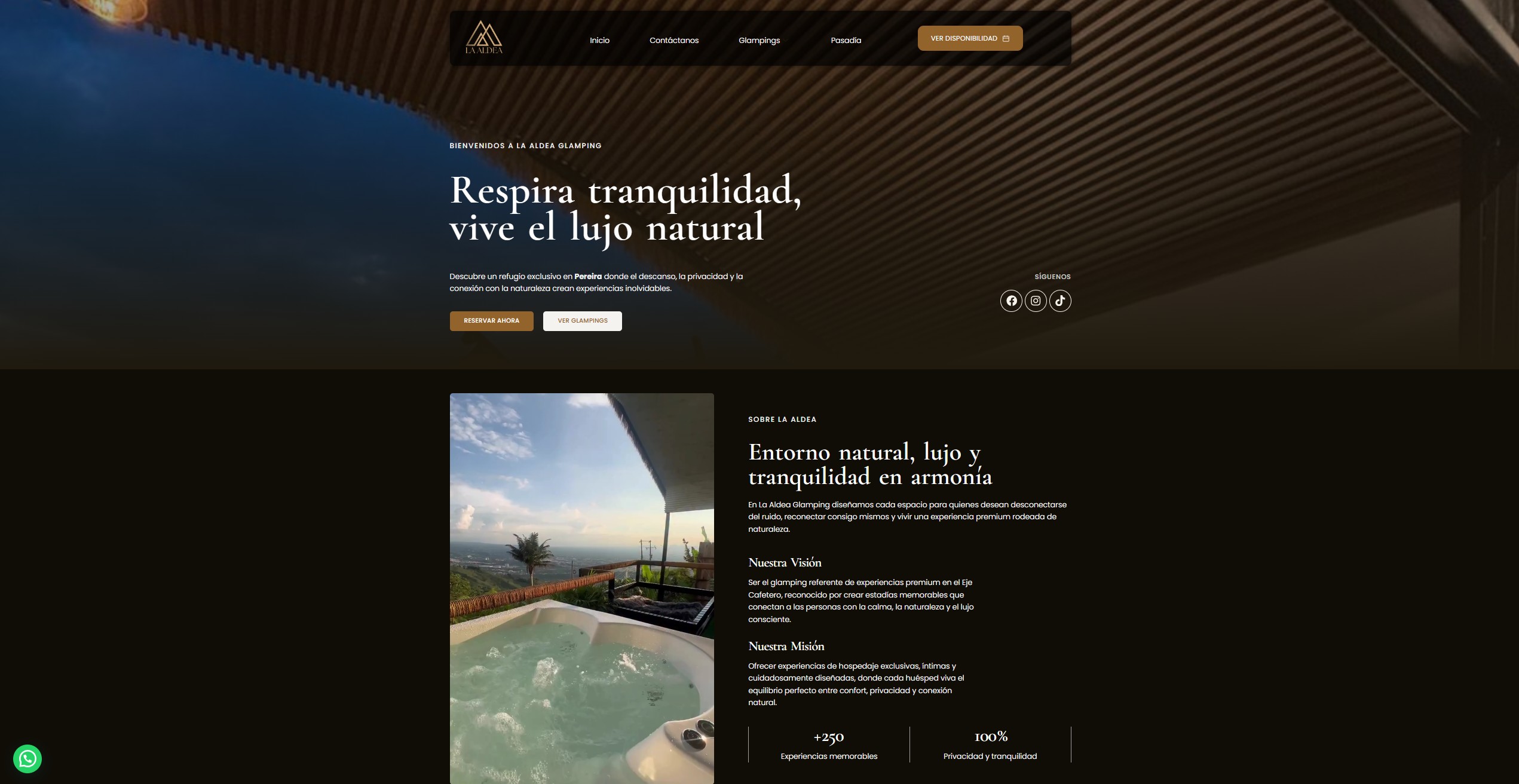 Diseño web de Glamping La Aldea desarrollado para el sector turístico