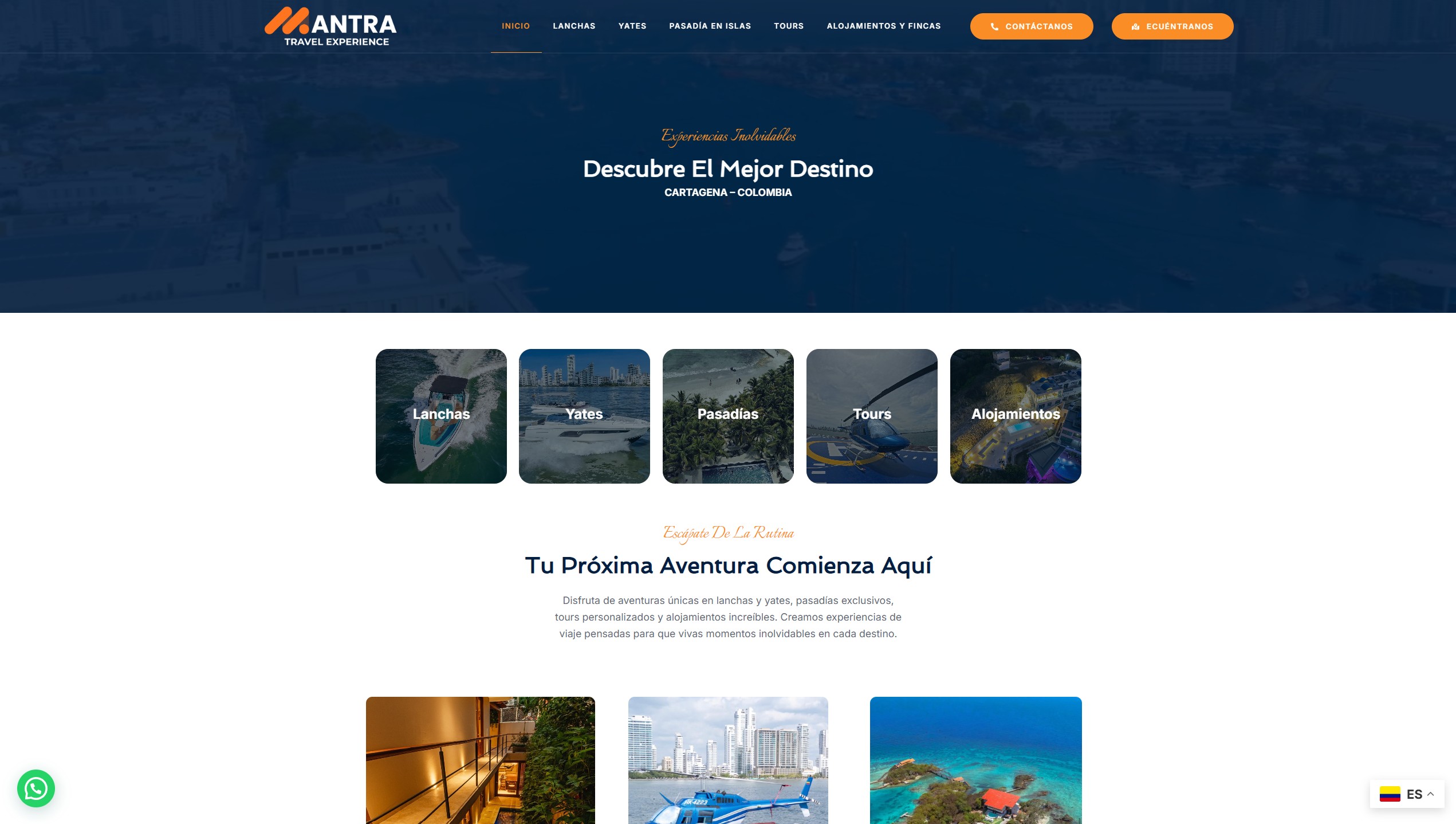 Diseño de sitio web para Mantra Travel, agencia de viajes