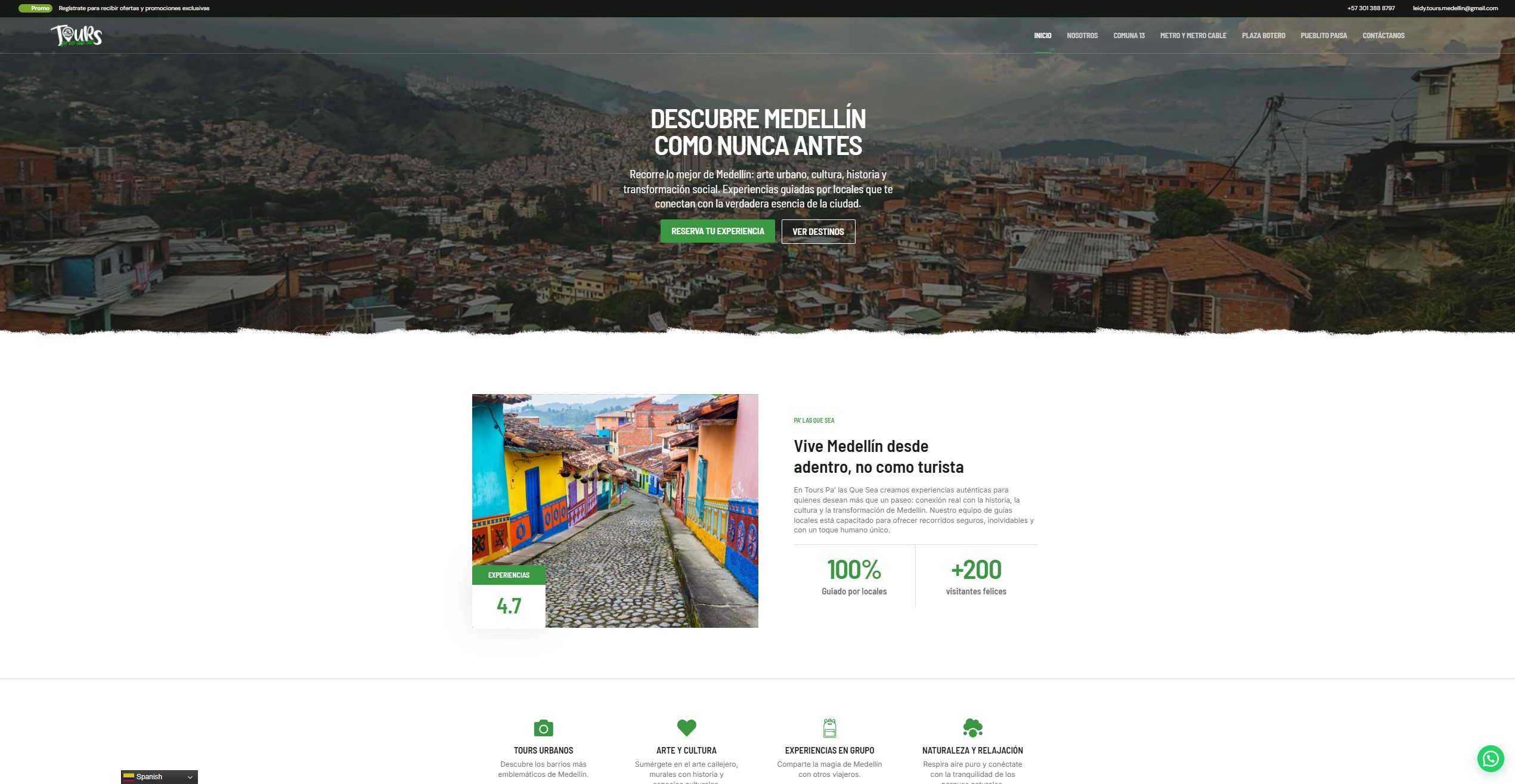 Diseño web de Tours Pa' Las Que Sea para experiencias y recorridos turísticos